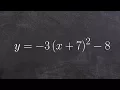 Graphing a quadratic function in vertex form with multiple transformations