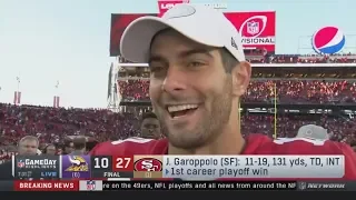 J Garoppolo interview about the results of the 49ers vs Vikings match