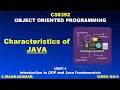 9 CS8392 OBJECT ORIENTED PROGRAMMING CHARACTERISTICS OF JAVA Manojkumar C