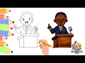 How to draw Martin Luther King Jr Easy Step-by-Step Coloring for MLK Day