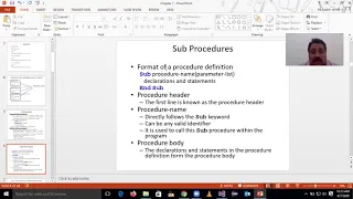 Dr M Sadish Sendil Visual Basic Sub Procedure