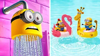 Wow! Minions In Summer Water Park ⛱️ We Made Miniature DIY Aquapark From Cardboard