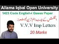 1423 Code English-I Important Letters 1423 Code Solved Guess Paper Important Letters 1423 Code