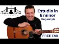 Lagu Estudio in Em (Study In E minor) - Classical Guitar Lesson - Drue James - FREE TAB