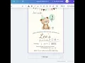 Bear 1st Birt ay Invitation Editable Canva Template