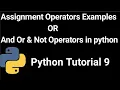 Python Tutorial Assignment Operator Exercise and or Not Operator Python Complete Course