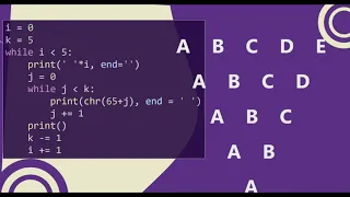 84 Alphabet Triangle Pattern without any pre-defined method using while loop in Python