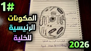 رسم المكونات الرئيسية للخلية للصف الاول متوسط الفصل الثالث ص 28 