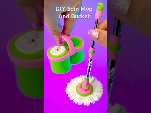 DIY Miniature Spin Mop & Bucket Making Using Air dry Clay | Satisfying Mini Clay Craft ideas #shorts
