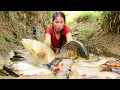 Download Lagu Catching Wild Snakehead \u0026 Carp from Puddles to Sell at Market – Cooking with Kids After Market