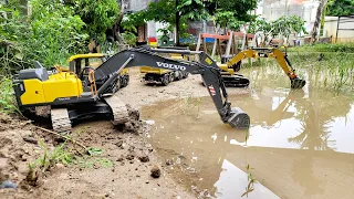 Máy Xúc Múc Cát Dưới Sông, Xe Tải Vượt Đèo Vận Chuyển Cát Đến Nông Trại Trên Núi Hiểm Trở