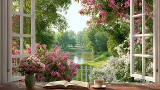 Calming Window View of Spring Forest River Flow Birdsong for Peaceful Relaxing Moments
