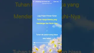 Download Lirik Lagu Rohani ||♡Tuhan Hargai mereka yang Mendengar dan Patuhi-nya♡|| #liriklagurohani MP3