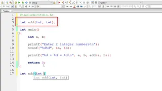 Addition of 2 Numbers using Function C Program