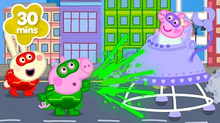 ¡George Pig es un SUPERHÉROE! 🦸 | ¡En equipo con Bebé Evie GIGANTE! 🍼 | Cuentos de Peppa