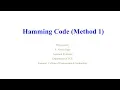 Hamming Code Error Correction Technique Method 1 - Lecture