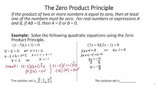 Zero Product Principle 10 7 2
