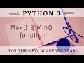 Max Min Function in Python