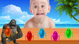 Bad Baby Crying with Cockroach Finger family songs Nursery Rhymes | Colours For Children