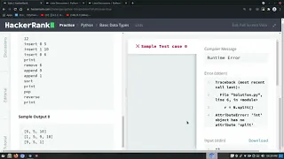 Hacker rank practice Python List
