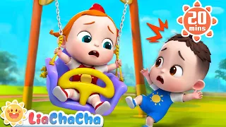 lia and chacha at the outdoor playground slide swing seesaw song compilation nursery rhymes