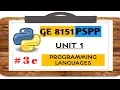GE 8151 PSPP NOTES - 3C PROGRAMMING LANGUAGES