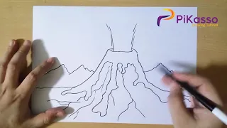 How To Draw Volcano 