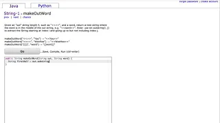 CodingBat makeOutWord Quick Easy Solution