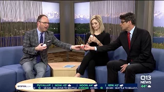 Q13 anchors open Kinder Joy Eggs LIVE on air