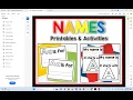 Names Editable Printables Activities