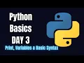 Python Day 3 Print Variables Basic Syntax Explained Python Tutorial for Beginners MusKernel