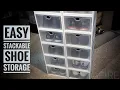 Large Stackable Shoe Box Storage Review Assembly