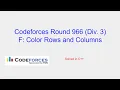 Color Rows and Columns - Codeforces Round 966 Div 3 Problem F Solution