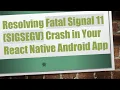 Resolving Fatal Signal 11 SIGSEGV Crash in Your React Native Android App