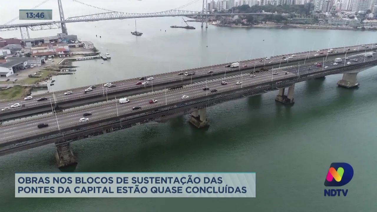 Obras nos blocos de sustenção das pontes de Florianópolis está quase concluídas