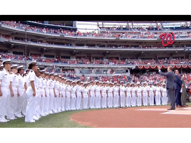 A Naval Academy Midshipmen tribute at the Heroes baseball game, on the 15th anniversary.