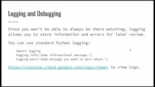 CS1520 Lecture 14 Using Python and Cloud Logging in your Google App Engine Application