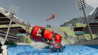 Big Ramp Jumps with Real Car Mods 31 - BeamNG Drive Crashes | DestructionNation