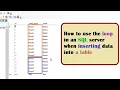 server How to use the loop in SQL server when inserting data to a table