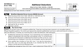IRS Schedule 1-A walkthrough Additional Deductions
