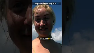 A Squid Squirted All Over Her Face 😂 #shorts #squidgame #sailing #boatlife #travel
