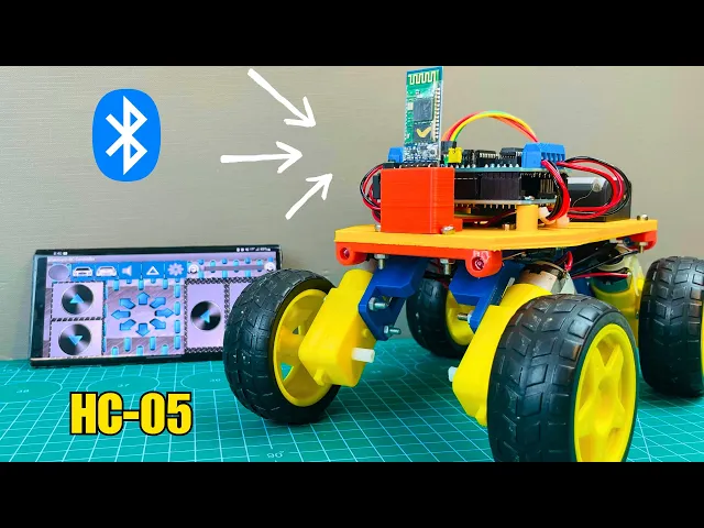 BlueTooth controlled car using L293D motor driver video thumbnail