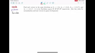 Problem 8 Unit vectors normalize a vector updated