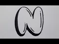 How To Draw Graffiti Bubble Letter N Easy Drawing Capital Letters For Beginners Art On Paper