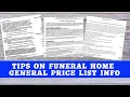 Information about Funeral Home General Price Lists from a Funeral Director