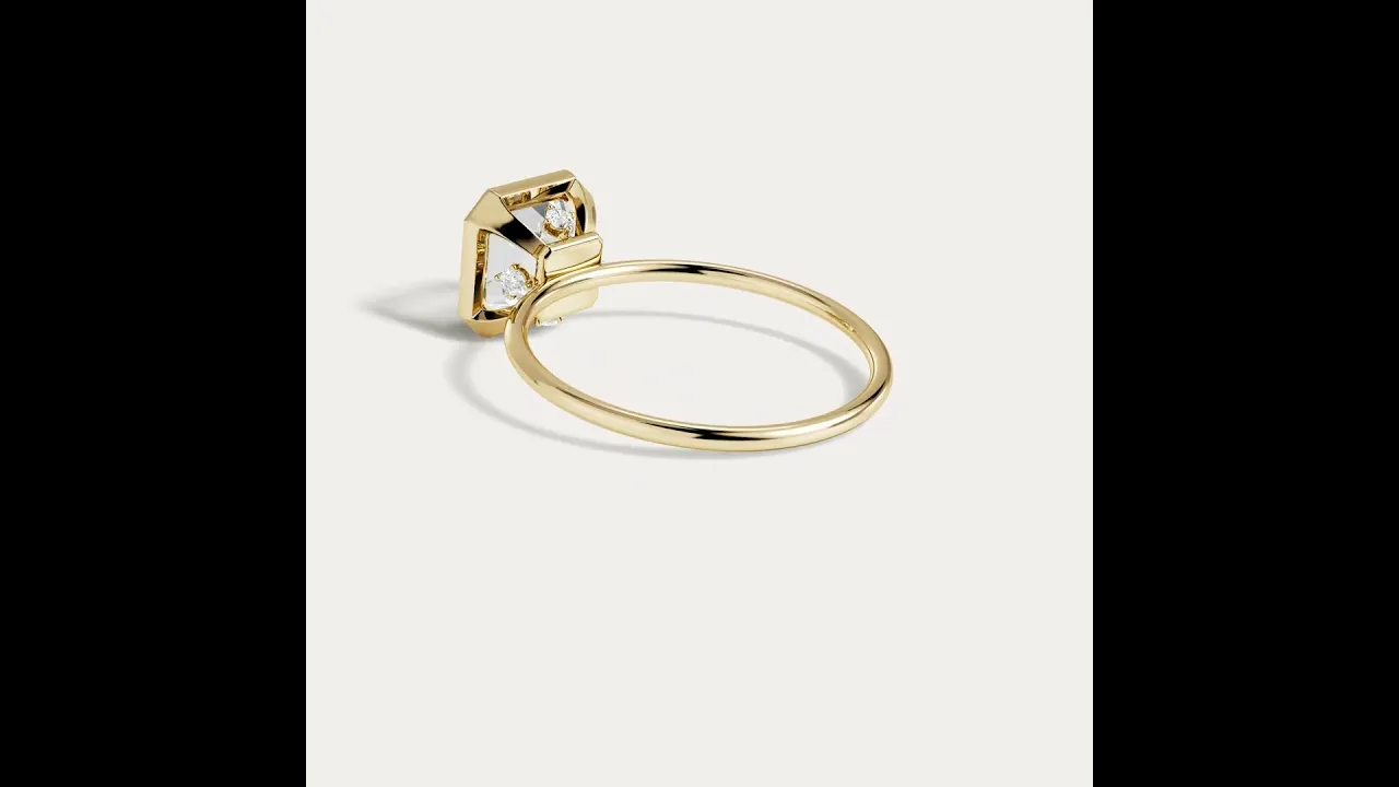 Loretta丨Asscher Moissanite Hidden Accent Engagement Ring