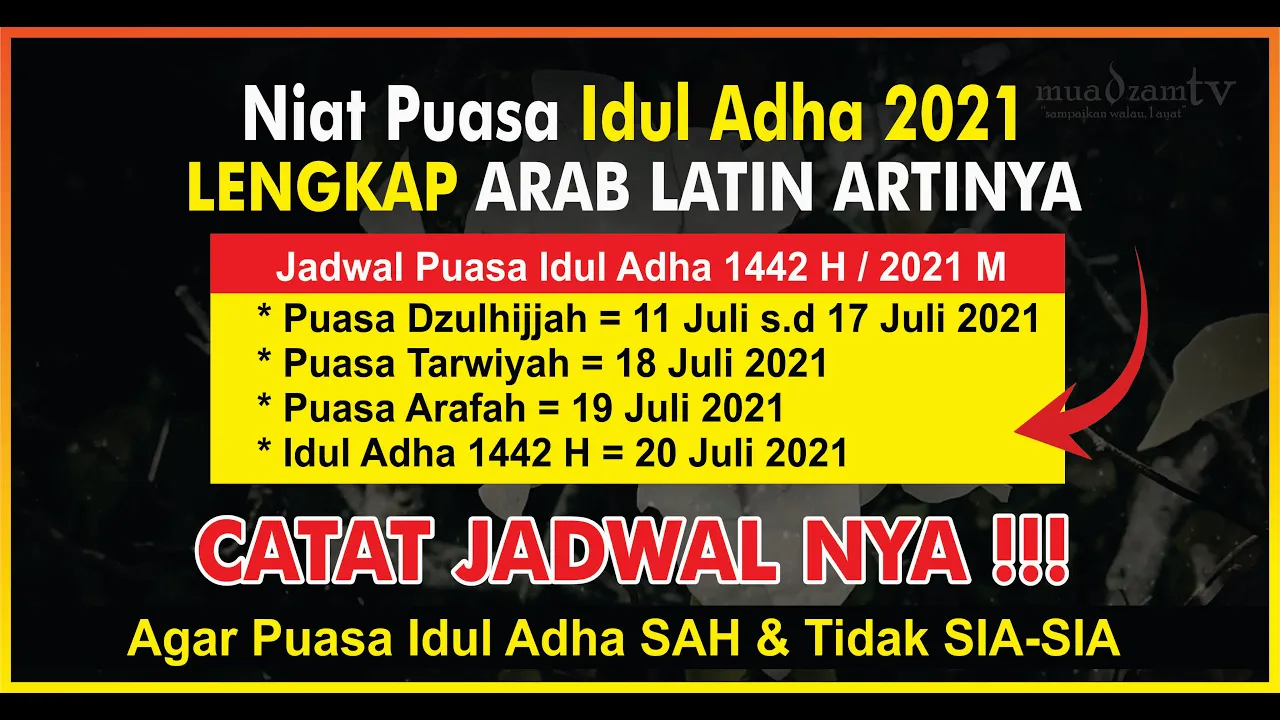 Puasa tarwiyah dan arafah 2021 jatuh pada tanggal