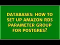 Databases How to set up Amazon RDS parameter group for Postgres 2 Solutions