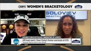 Dawn Staley gets surprised by former roommate Rhode Island HC Tammi Reiss ESPN CBB