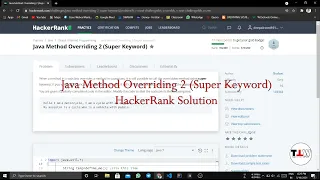 Java Method Overriding 2 Super Keyword HackerRank Solution